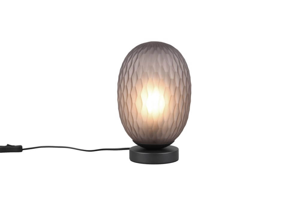 Tafellamp Facette met geribbeld smoke glas Trio 4017807616859