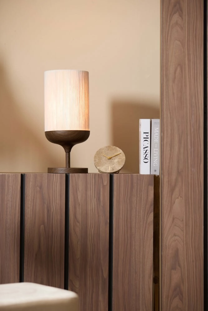 Tafellamp Dania donkere hout print Light & Living 8717807759599