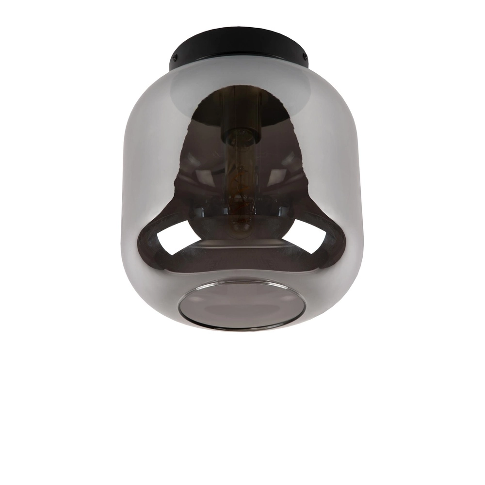 Plafondlamp Joanet Ø 25cm zwart met smoke glas