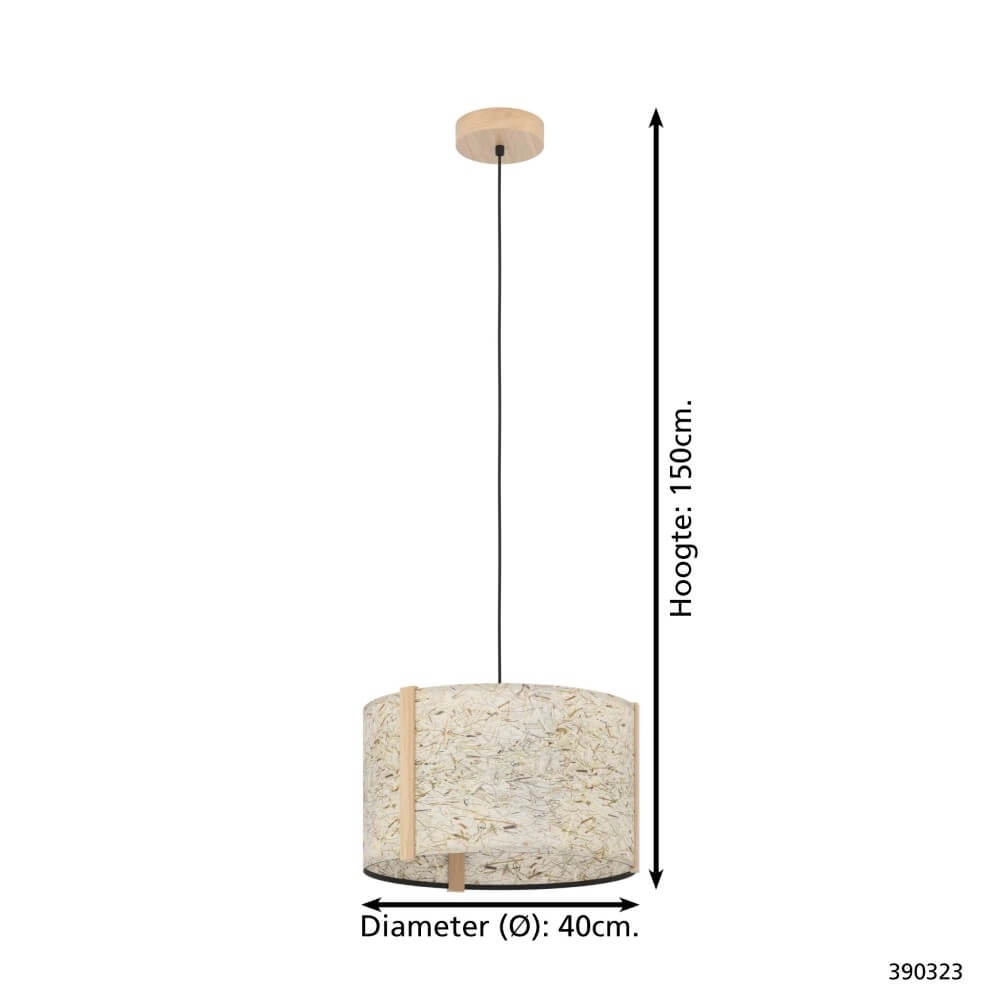 Houten plafondlamp Hontongas met beige kap Stars of Light 9008606274628