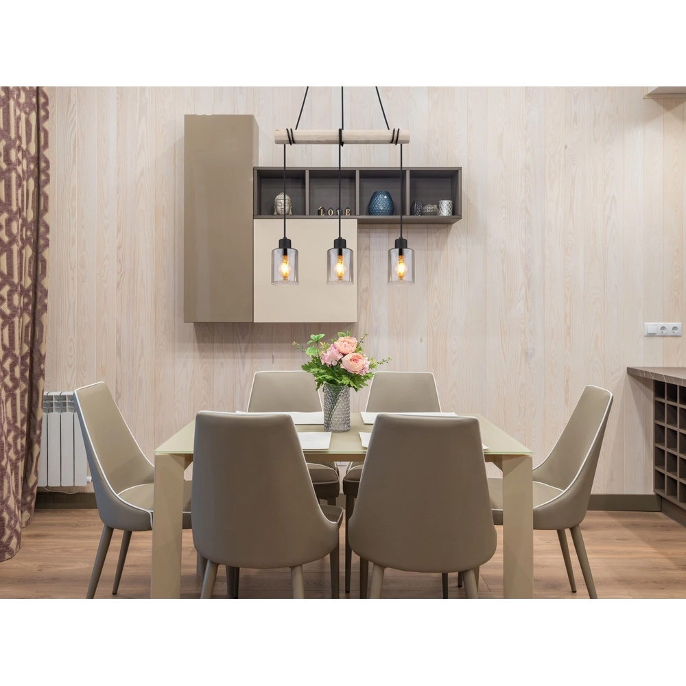 3-lichts hanglamp Hadera zwart met smoke glas Globo 9007371438419