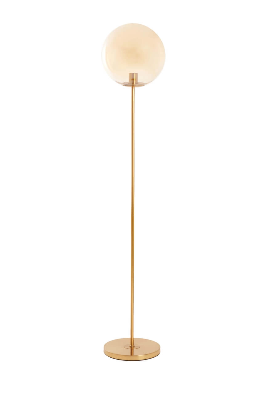 Gouden vloerlamp Medina met amber glas Light & Living 8717807696986