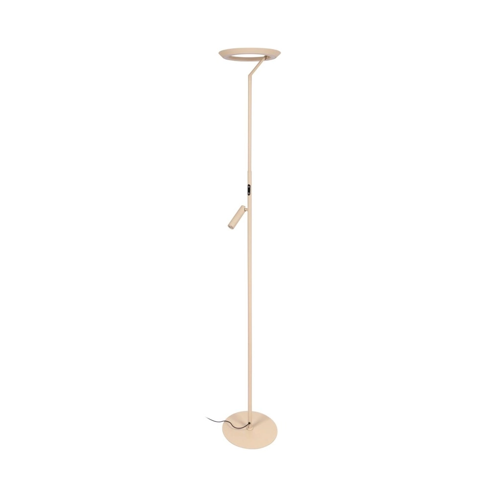 Design vloerlamp Celeste zand bruin Ø 28cm met leeslampje