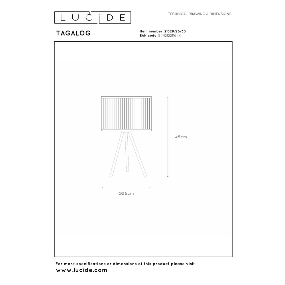 Tafellamp Tagalog Ø 26cm zwart Lucide 5411212211644