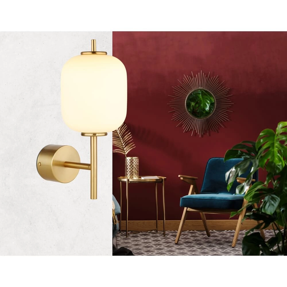 Gouden wandlamp Ewald wit glas Globo 9007371455584