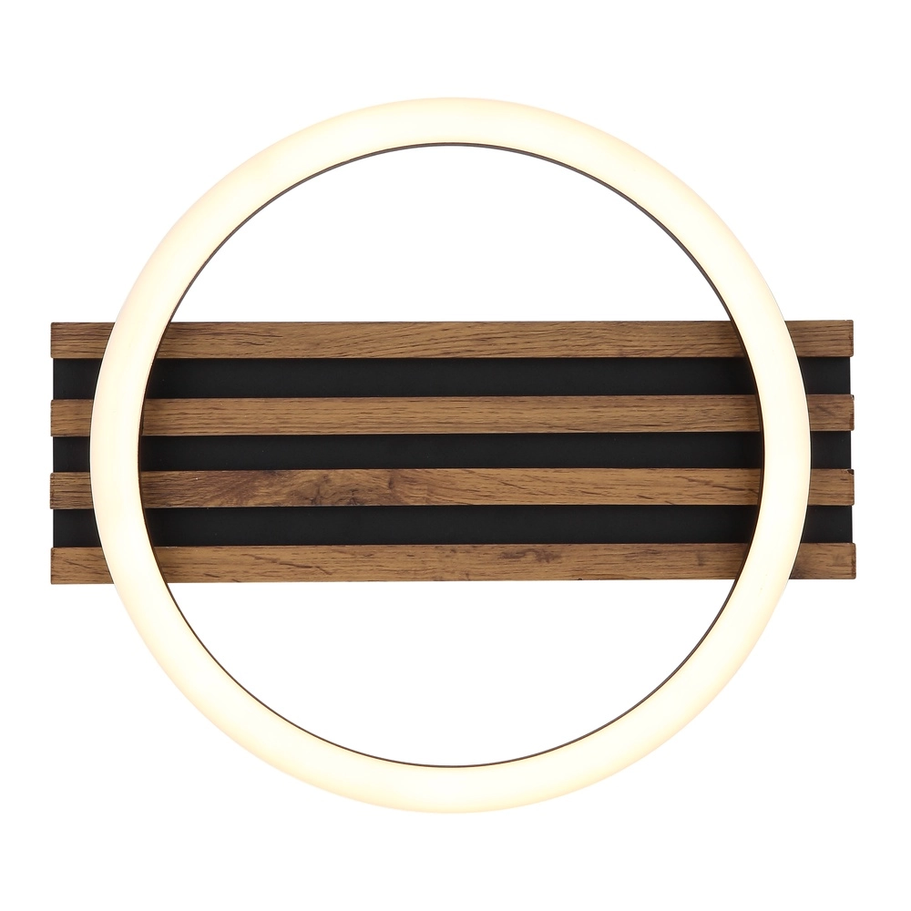 Plafondlamp Tisha enkel zwart met hout Globo 9007371522576