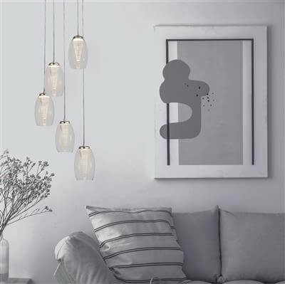 5-lichts vide hanglamp Cyclone grijs Searchlight 5053423174440
