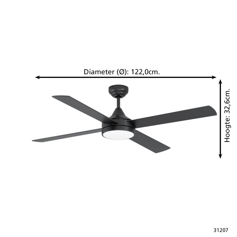 Plafondventilator Trinidad met lamp - Ø 122cm Eglo 9002759312077