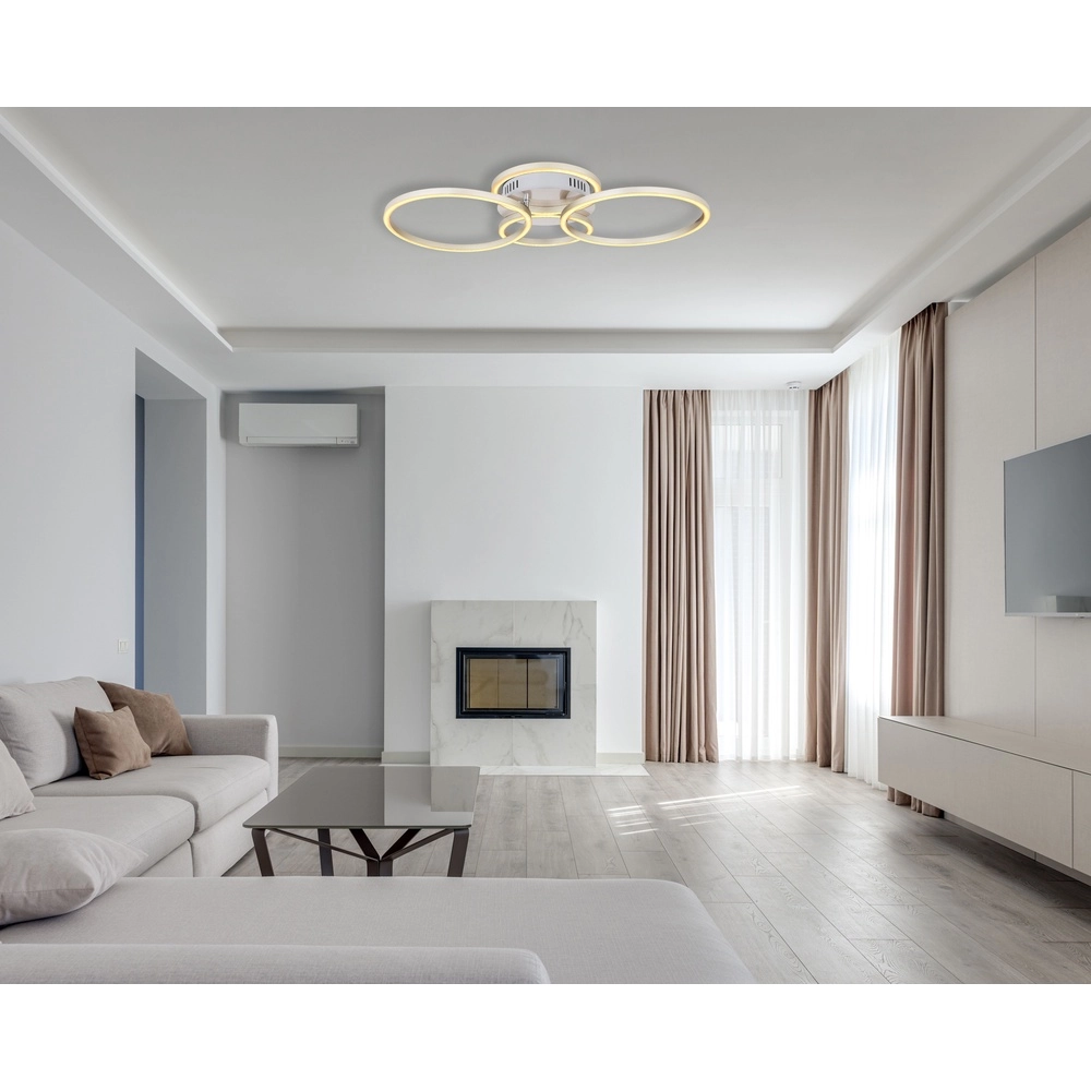 Moderne plafondlamp Kendy 4 ringen nikkel Globo 9007371410743
