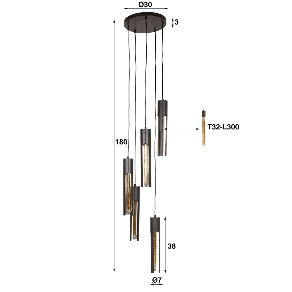 5L hanglamp Tube zwart - E27 Lyora 8716803511354