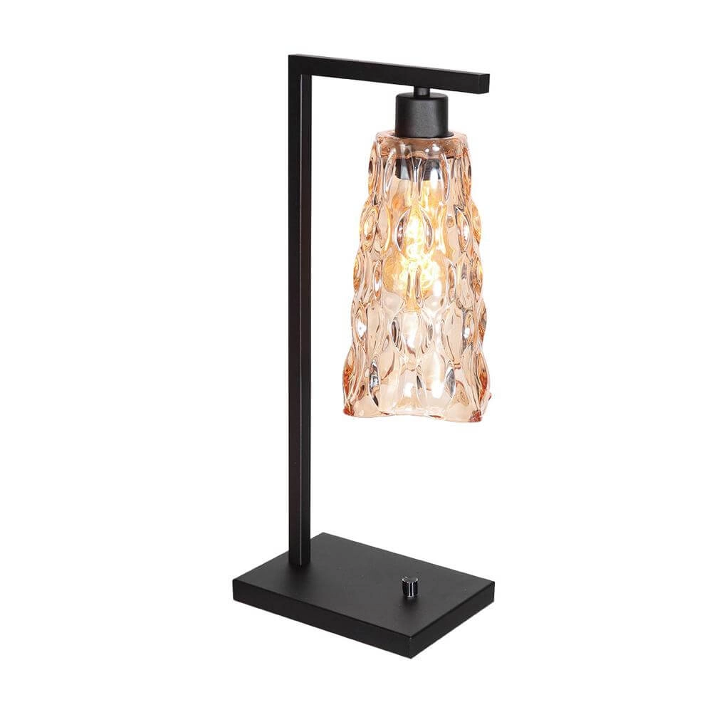 Tafellamp Vidrio zwart met amber glas