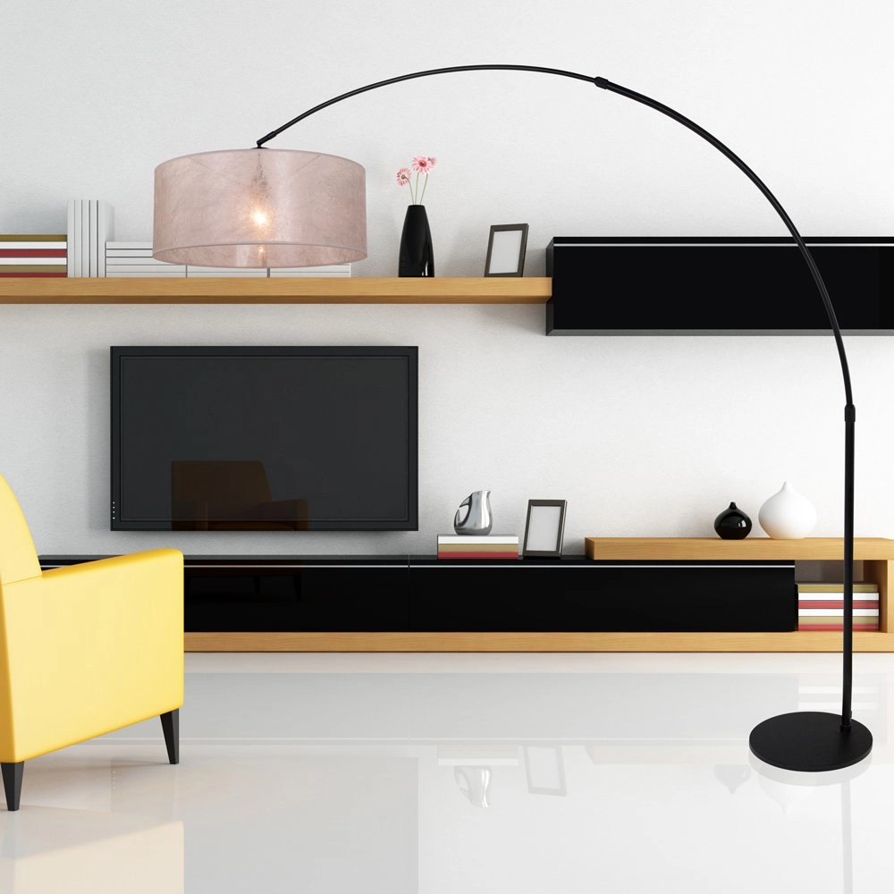 Booglamp Stresa zwart met zilver sizoflor kap Steinhauer 8712746106664