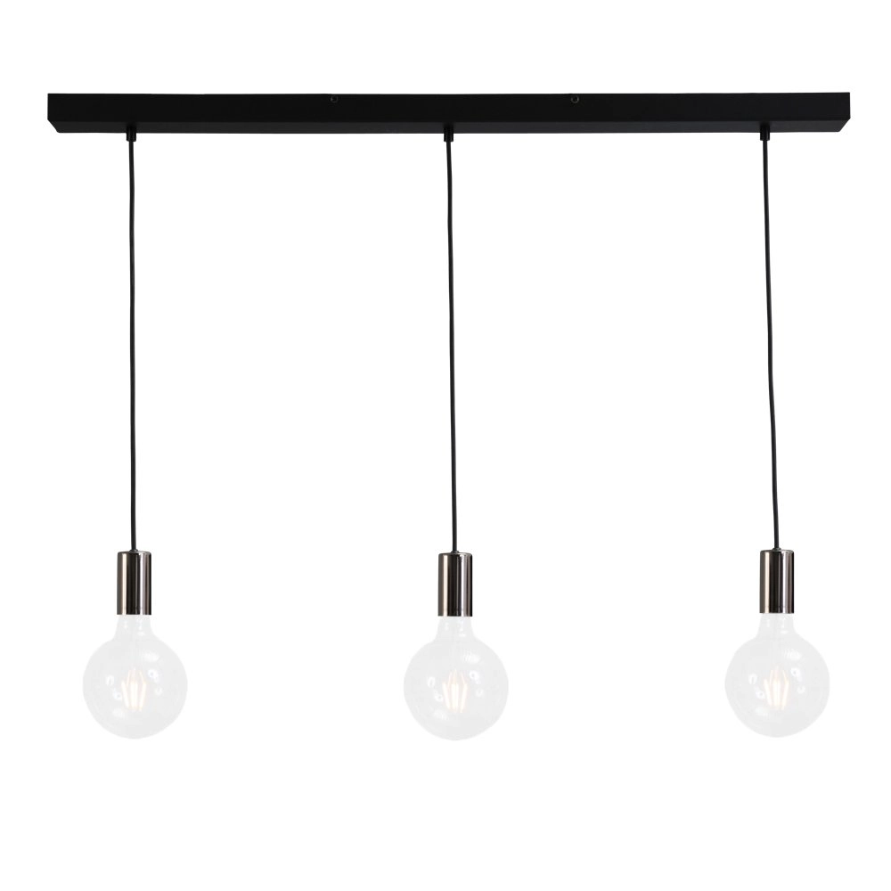 Zwart-chrome pendellamp Concepto 3-lichts