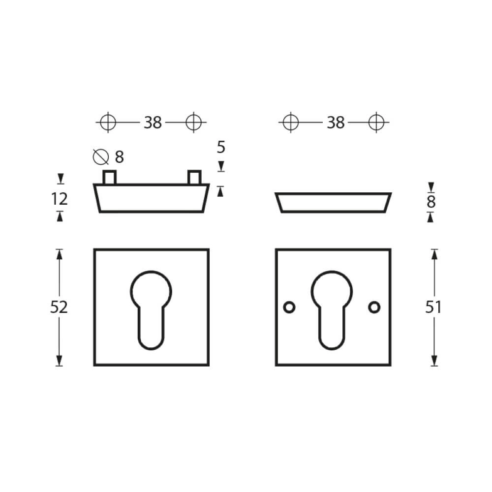 Veiligheidsrozet SKG3 vierkant antraciet Olivari 8714186551677