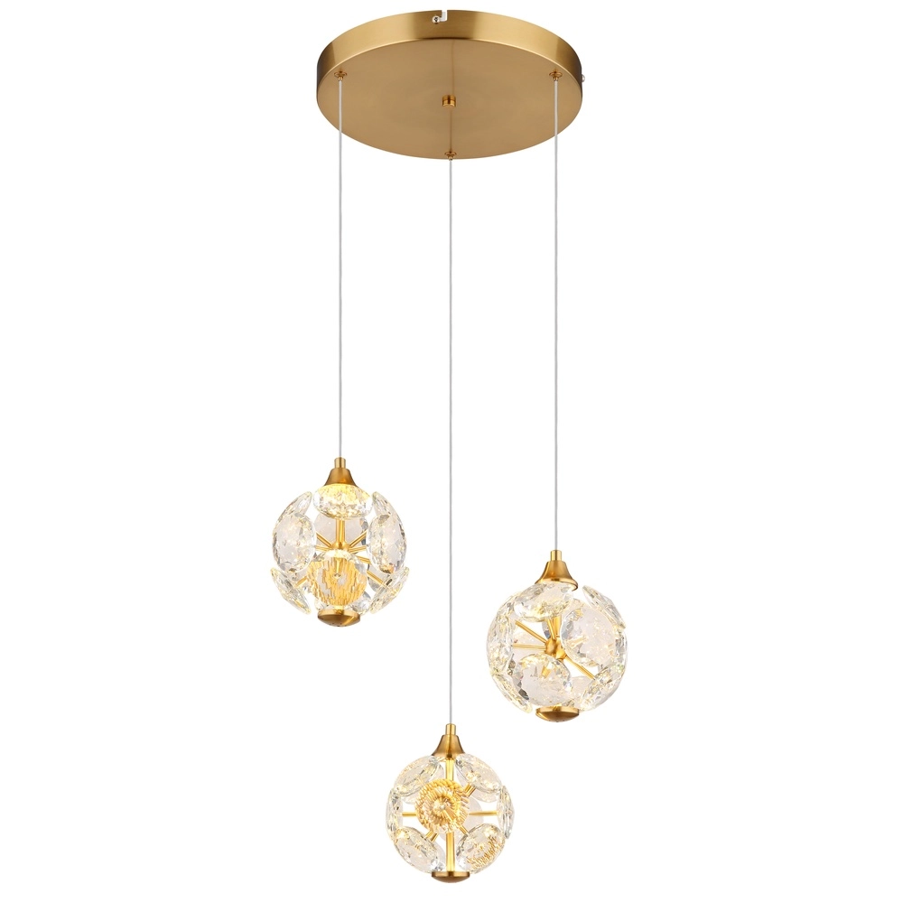 3-lichts hanglamp Virina goud Ø 65cm