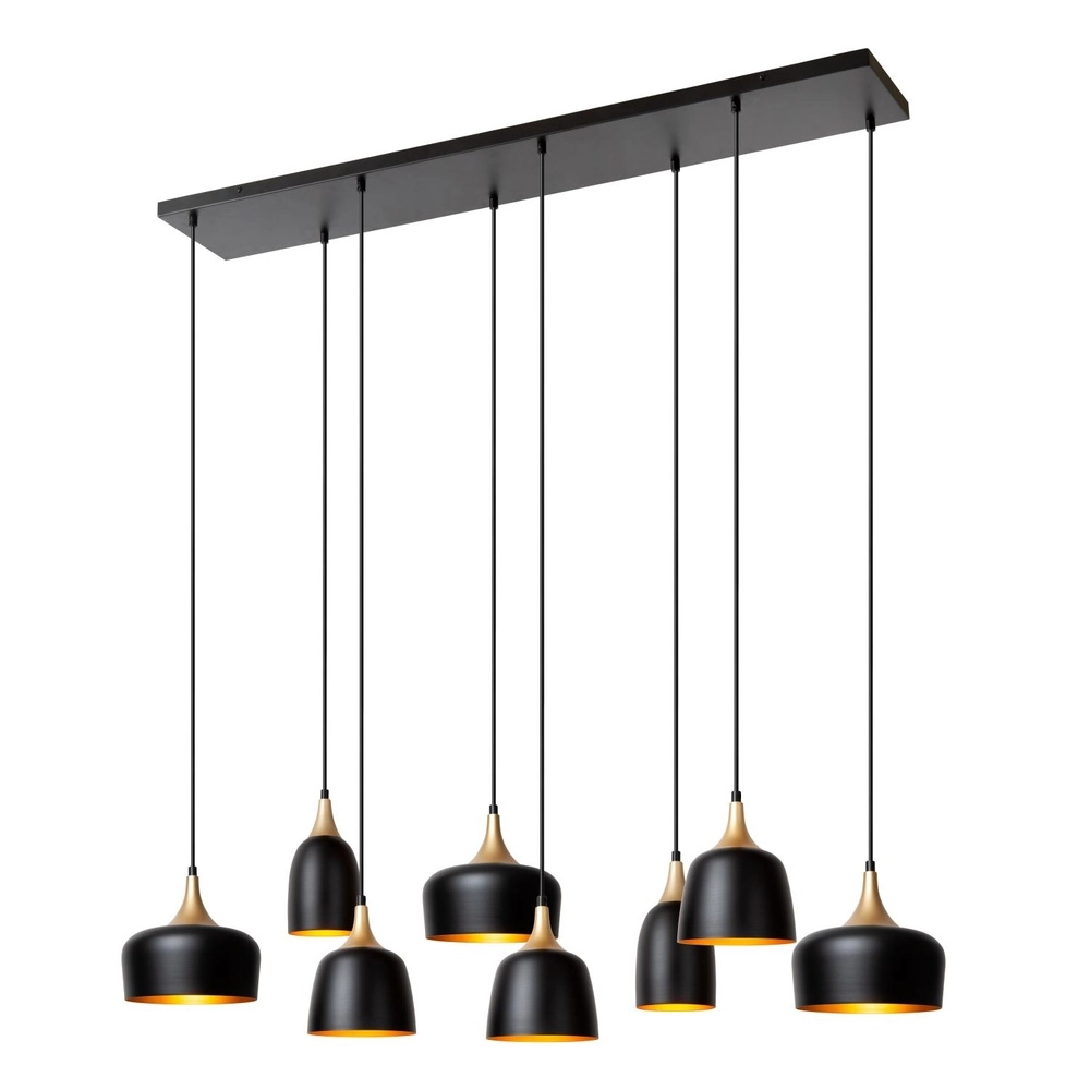 8-lichts hanglamp Chayanne design zwart met goud Lucide 5411212051554
