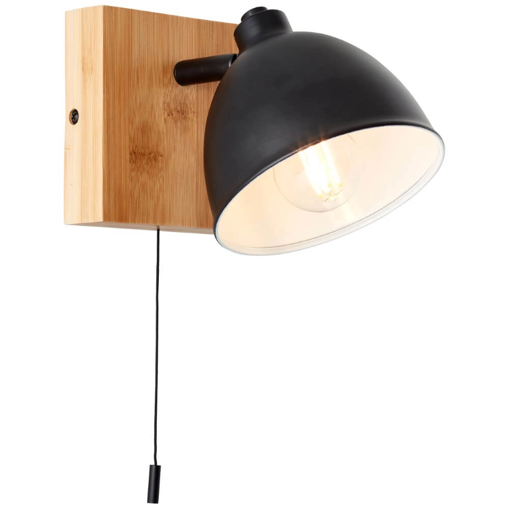 Wandlamp Celia zwart met bamboe Brilliant 4004353411403