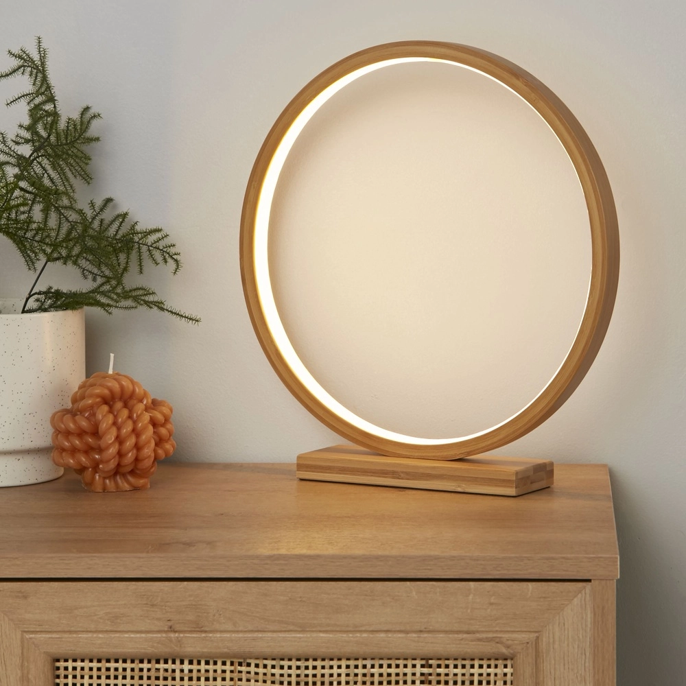 Ronde tafellamp Malibu hout Searchlight 5053423311456