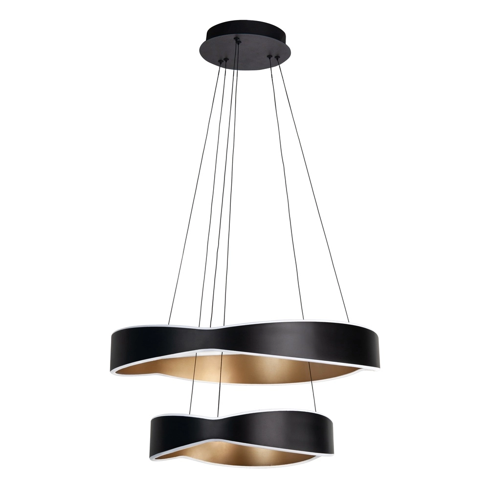 Design hanglamp Onda zwart met goud dubbel