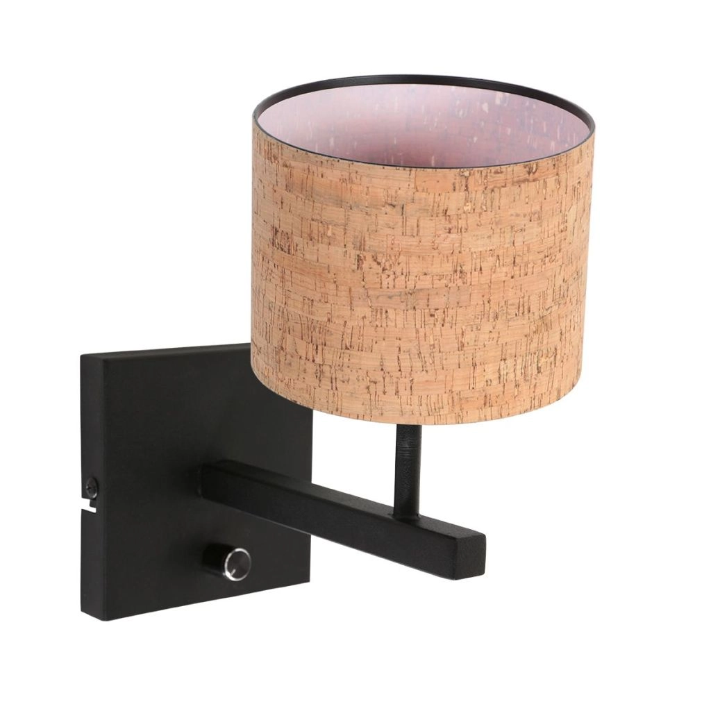 Zwarte wandlamp Stang met kurk kapje Ø20cm Steinhauer 8712746180558