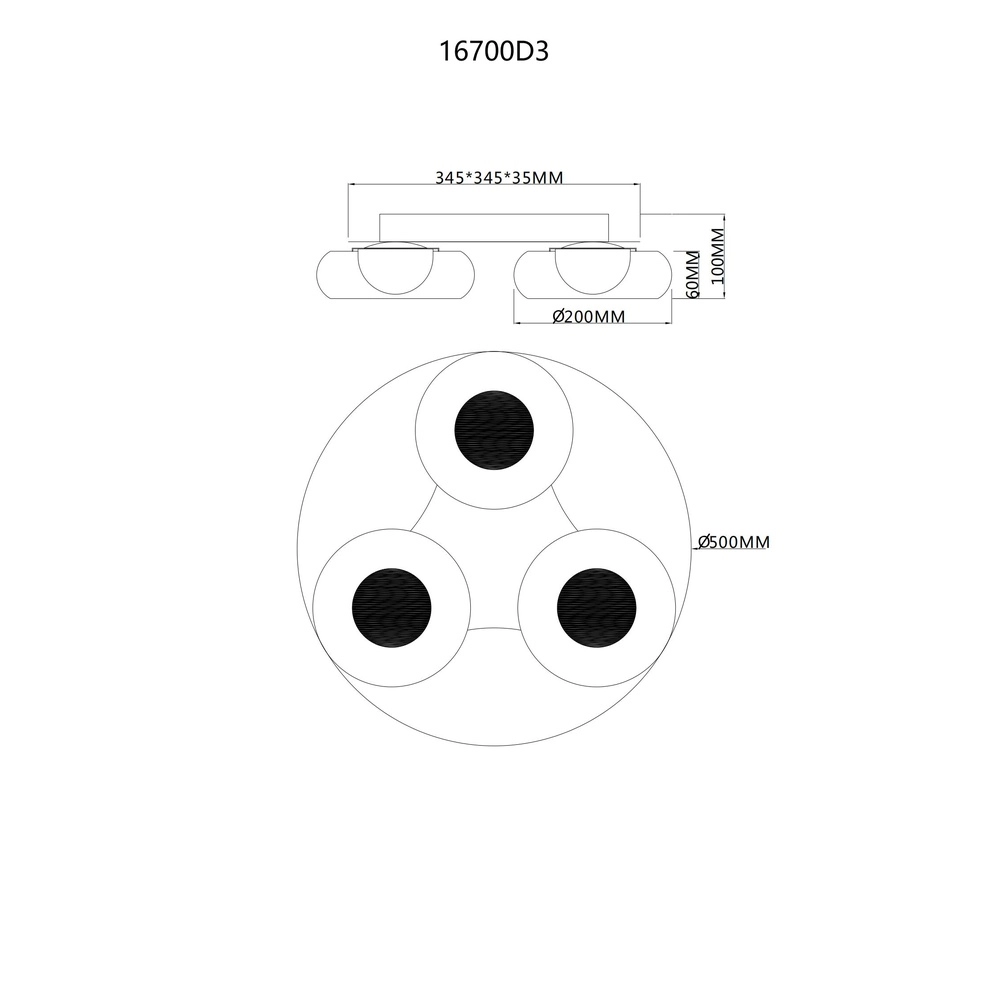Design plafondlamp Carlene 3-lichts zwart Globo 9007371572175