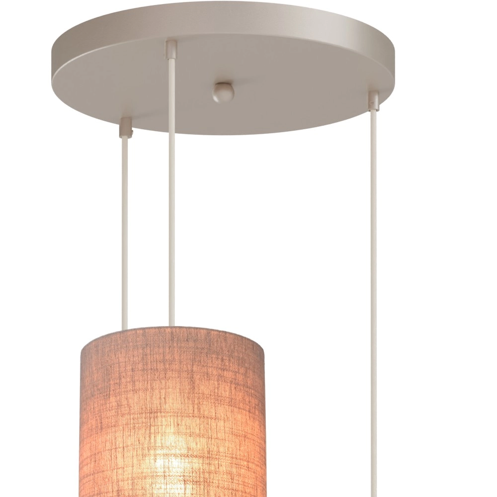3-lichts hanglamp Lisbourg beige terra met beige grey kap Masterlight