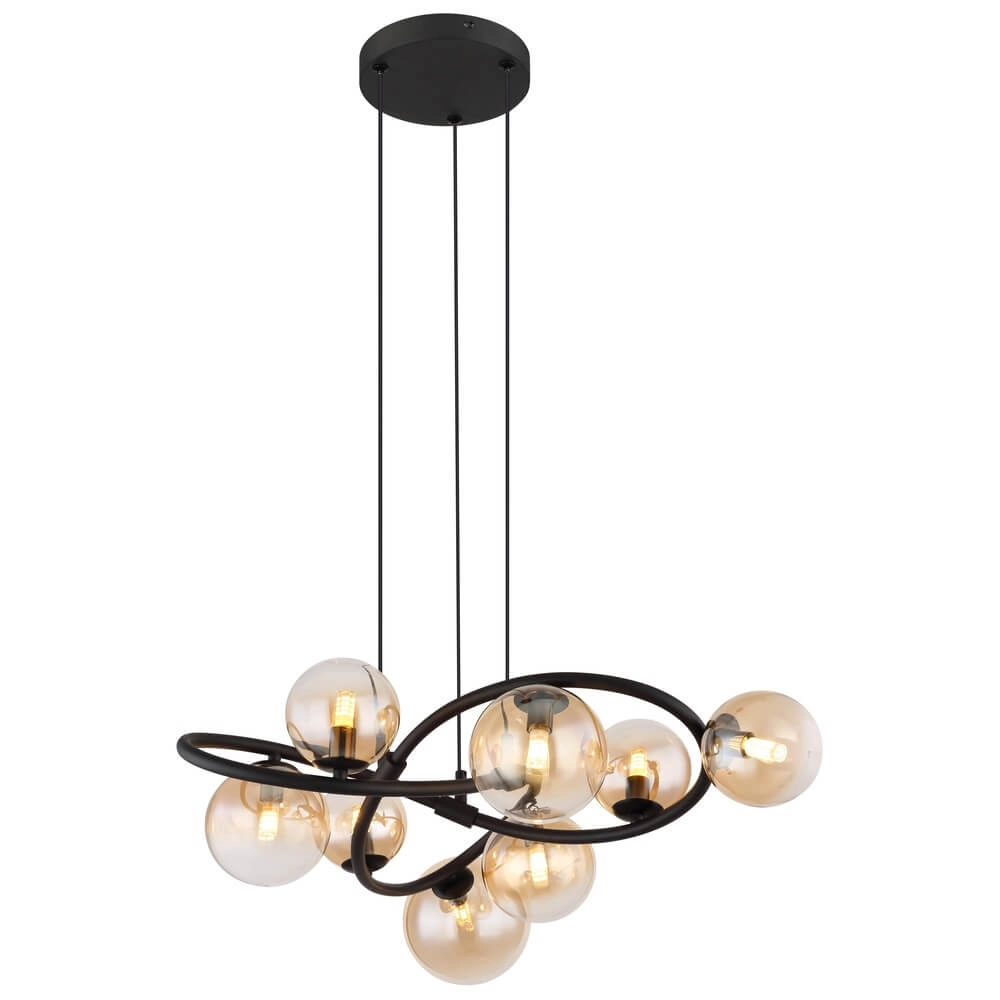 Zwarte hanglamp Tuberius design 8-lichts