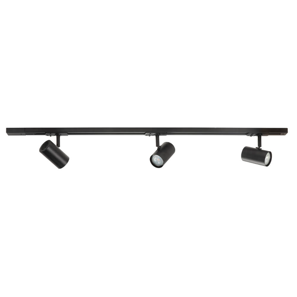 1-fase railset 100cm Cilinder zwart met 3 spots 1-fase railset 100cm Cilinder zwart met 3 spots