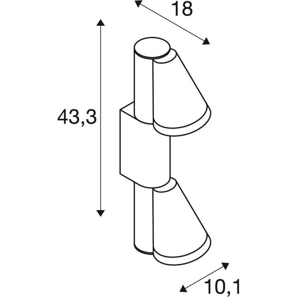 Design wandlamp T-Tube WL zwart dubbel SLV 4024163291606