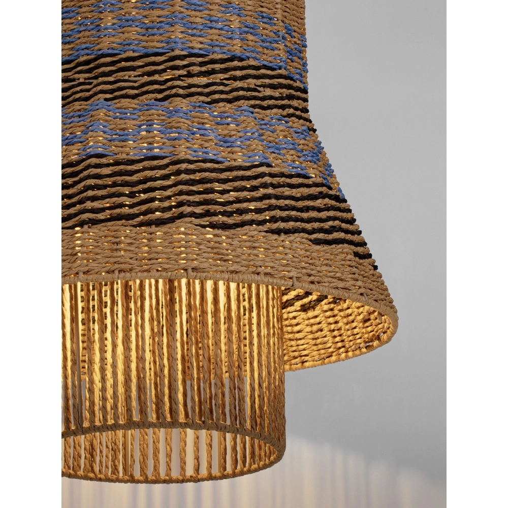 Rotan hanglamp Mande blauw met bruin Lyora 5212017477354