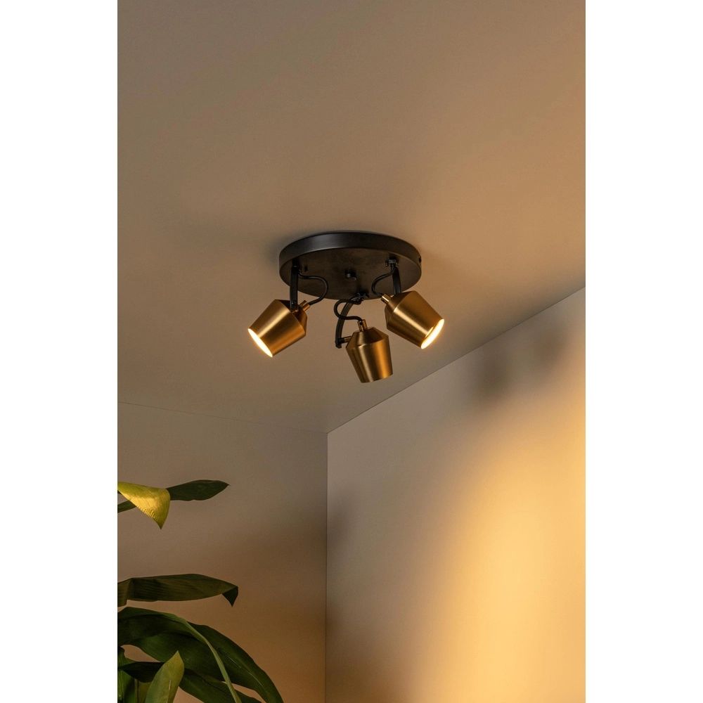 3-lichts plafondlamp Emile zwart met goud Lucide 5411212510099