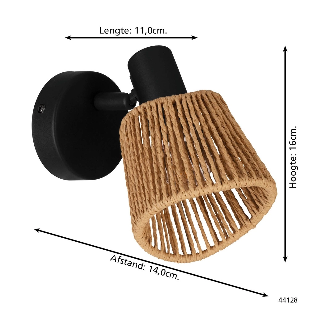 Rotan wandlampje Keelby enkel Eglo 9002759441289