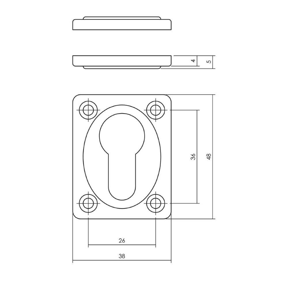 Set van 2 cilinderrozetten Tira rechthoek nikkel mat Intersteel 8714186648346