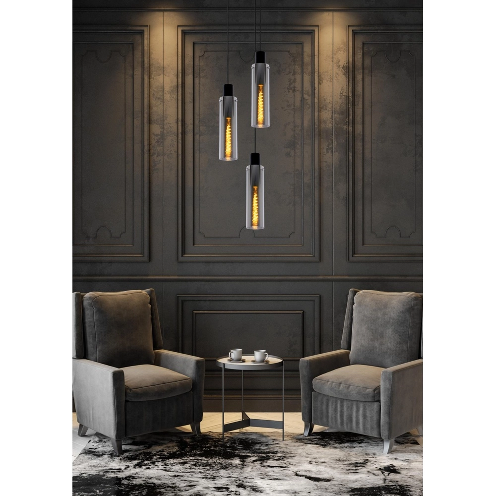 3-lichts hanglamp Orlando smoke glas Lucide 5411212740731