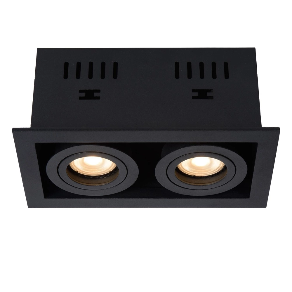 Rechthoekige inbouwspot Chimney dubbel zwart Lucide 5411212092267