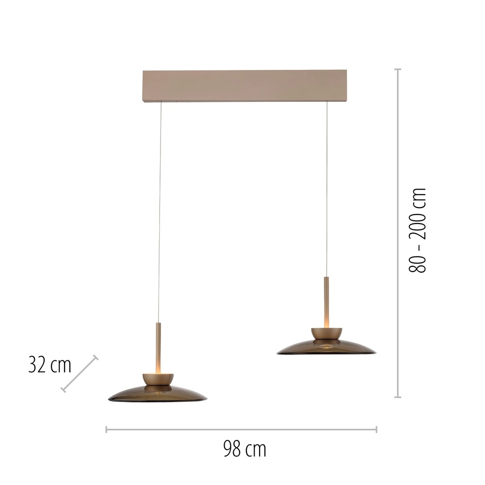 2L eettafel hanglamp Pure Moon bronce met amber glas Paul Neuhaus 4012248392980