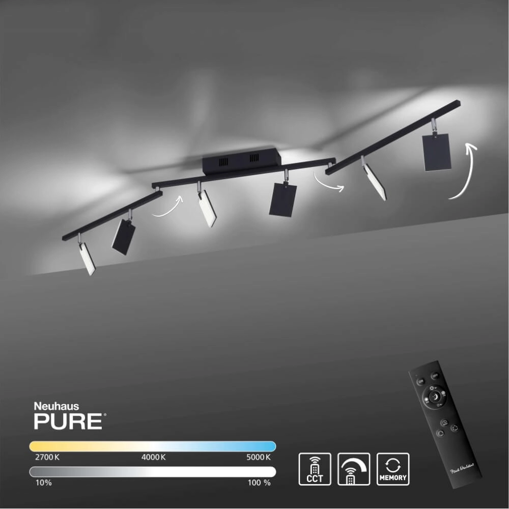 Plafondlamp Pure Mira 6-lichts zwart Paul Neuhaus 4012248359464