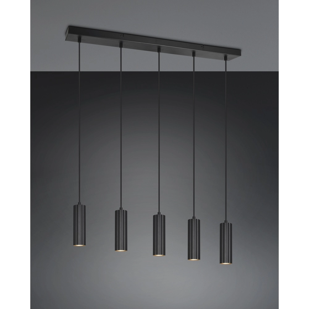 5-lichts hanglamp Soka zwart Trio 4017807658538