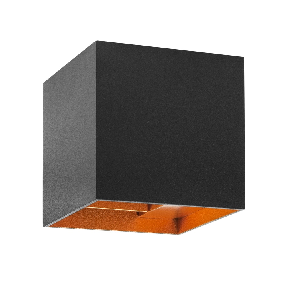 Wandspot Square zwart met goud 10cm