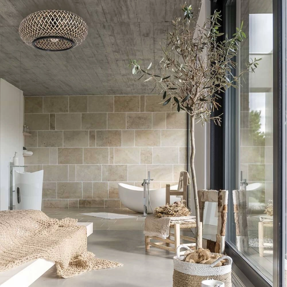 Zwarte bamboe plafondlamp Maze Ø 40cm Steinhauer 8712746147223