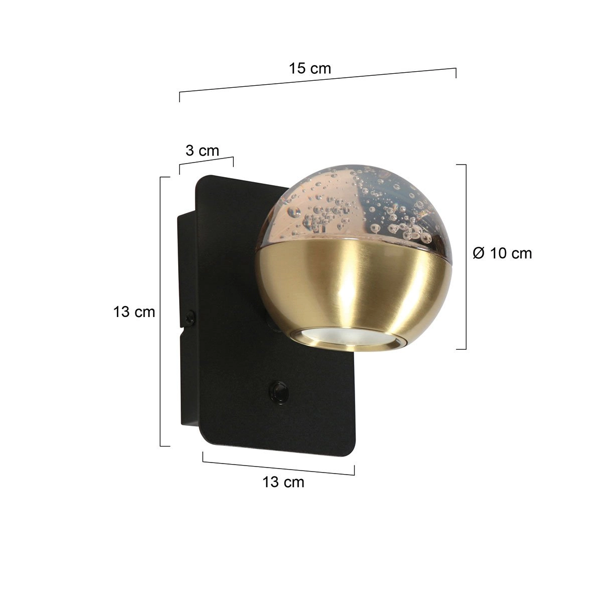 Led wandlamp Belluno messing met glas - dimbaar Steinhauer 8712746183931