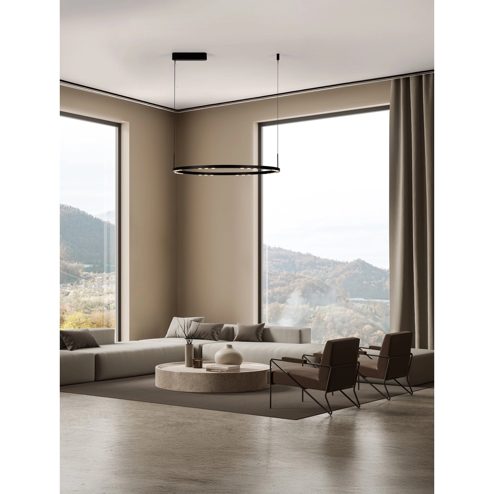 Sleek pendant lamp Lunette black Ø 80cm Lyora 5212017465207