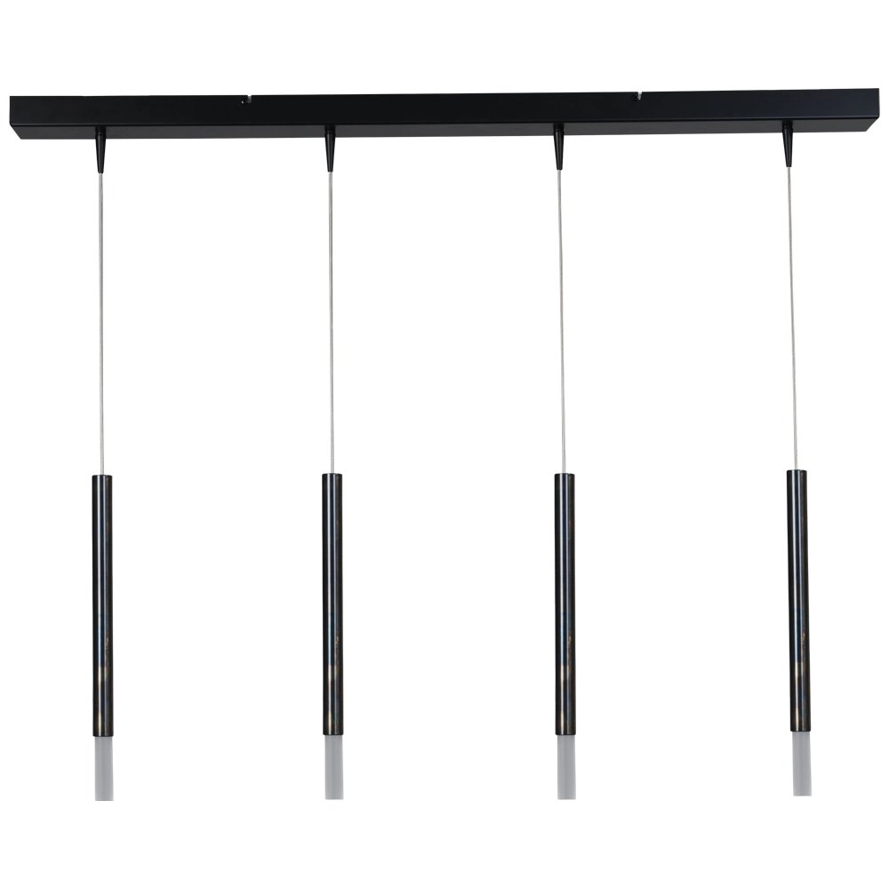 Zwarte eettafel hanglamp Flute 4-lichts design cilinders