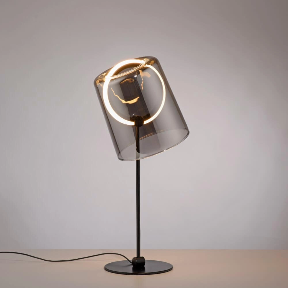 Tafellamp Zula zwart met smoke glas Paul Neuhaus 4012248385869