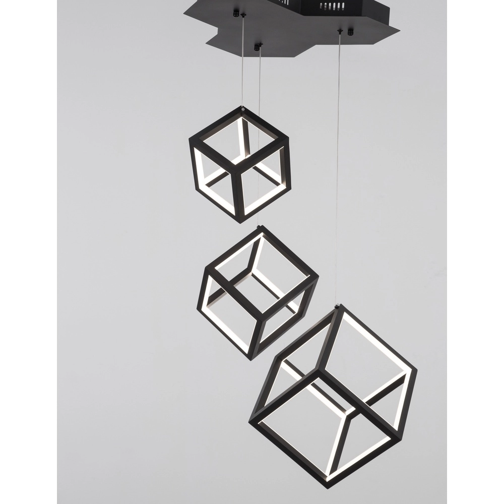 Vierkante hanglamp Gabbia zwart triple Vierkante hanglamp Gabbia zwart triple