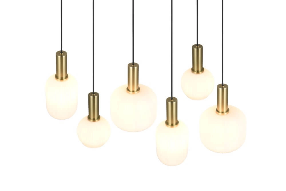 Eetkamer hanglamp Diva 6-lichts - wit glas Trio 4017807614510