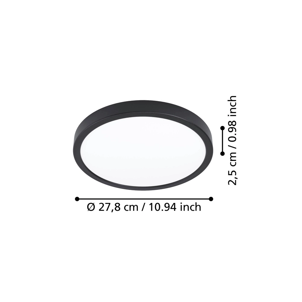 Led plafonnière Fueva 6 rond - zwart - Ø 27,8cm Eglo 9008606330089