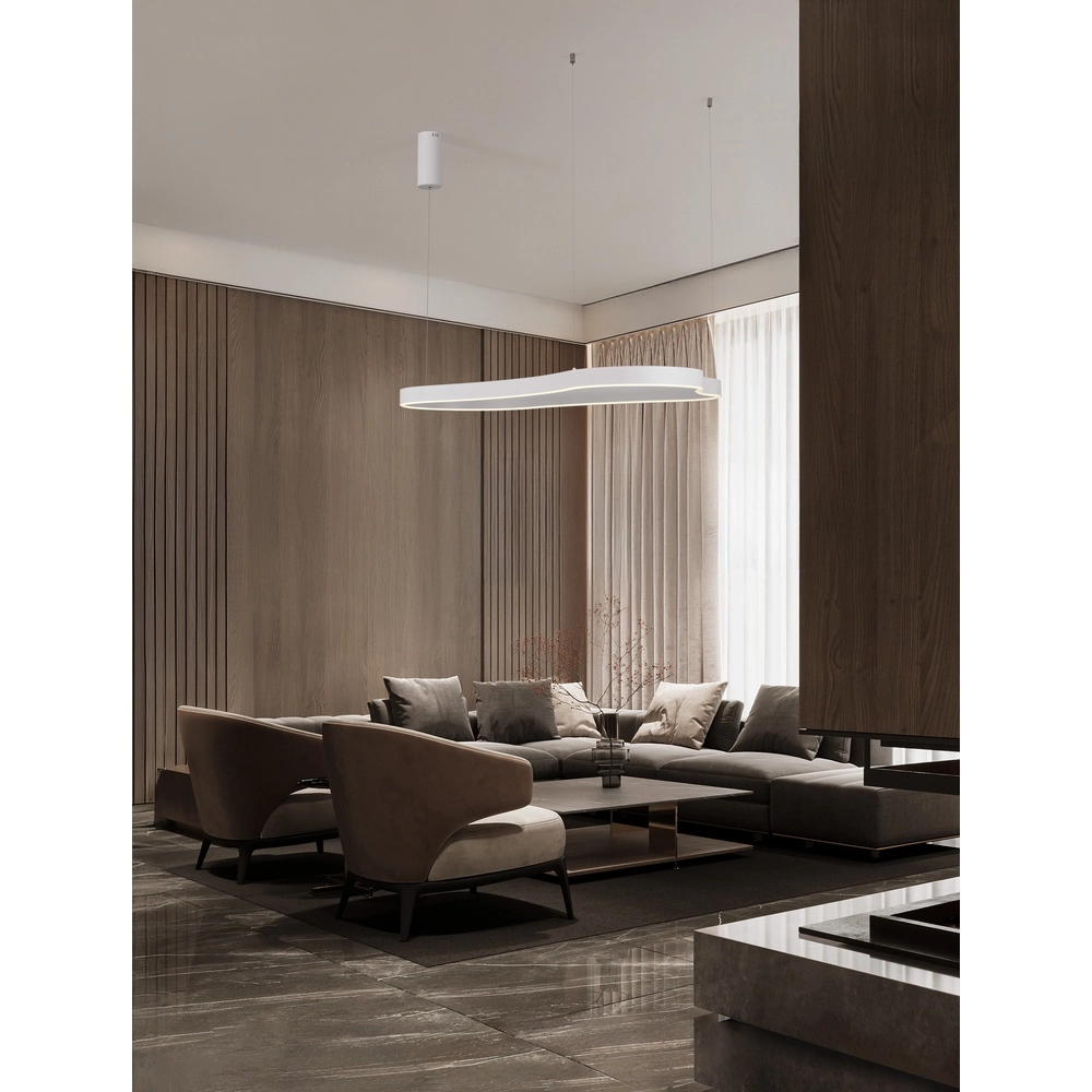 Natuurlijke vorm hanglamp Dussa wit 120cm Lyora 5212017463067