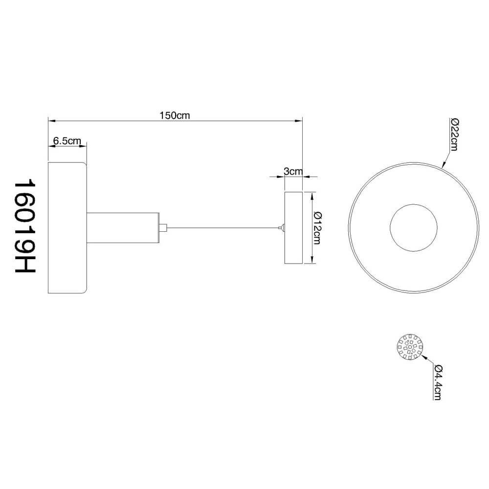 Strakke hanglamp Grant grijs Ø 22cm Globo 9007371474899