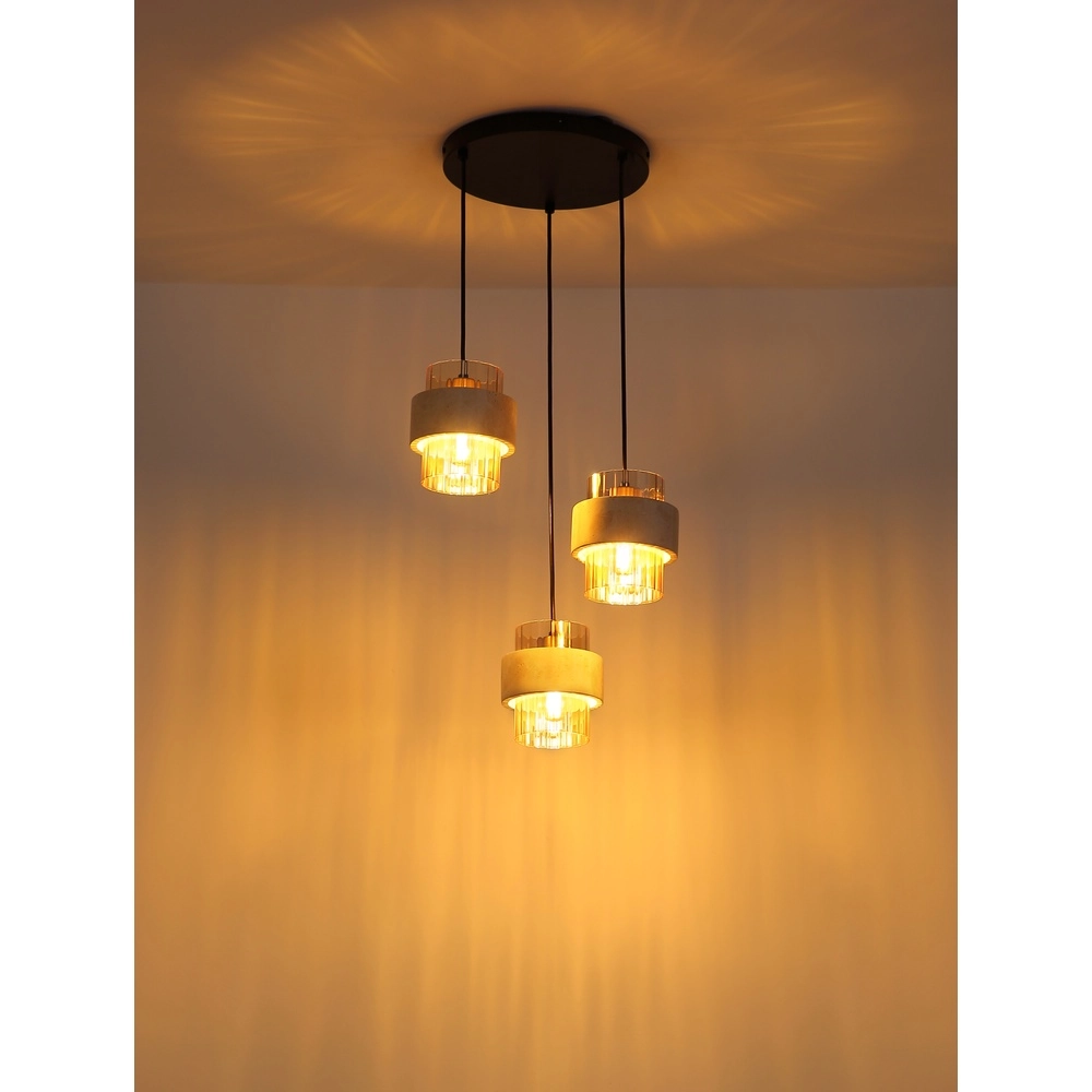3-lichts hanglamp Daren zwart met marmer Globo 9007371589654
